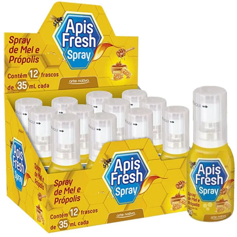 Aromatizante Bucal Apisfresh Mel E Própolis 35ml - Kit 12un