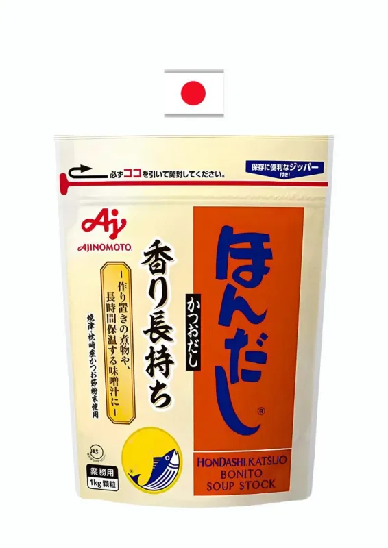 AJINOMOTO HONDASHI 1kg JAPAN - Base para caldos e sopas a base de peixe bonito. Origem: Japão