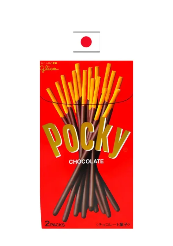 GLICO POCKY CHOCOLATE 58g JP - Biscoito coberto com chocolate ao leite. Origem: Japão