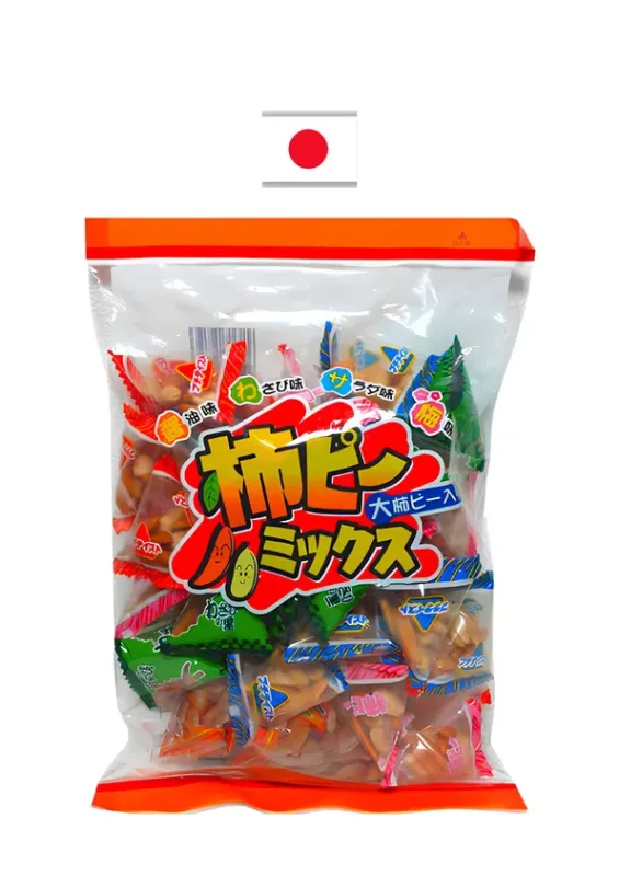 IZUMIYA KAKI PEA MIX 225g - Mix de aperitivos de amendoim e arroz (wasabi, ameixa, salada, shoyu). Origem: Japão