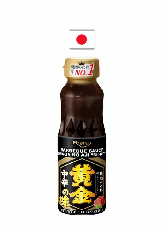 EBARA BARBECUE SAUCE M-HOT 210g - Molho preparado picante médio para carne. Origem: Japão