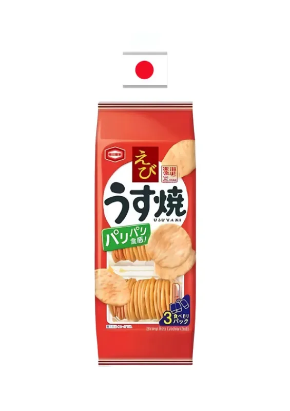 KAMEDA USUYAKI EBI 70g - Biscoito de arroz sabor de camarão. Origem: Japão