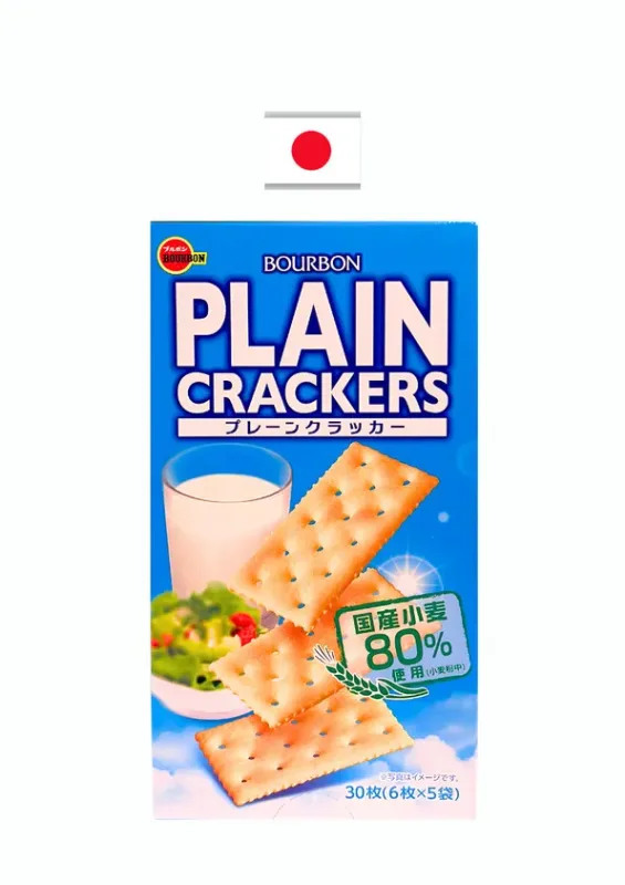BOURBON PLAIN CRACKERS S 92g - Biscoitos crocantes salgados. Origem: Japão