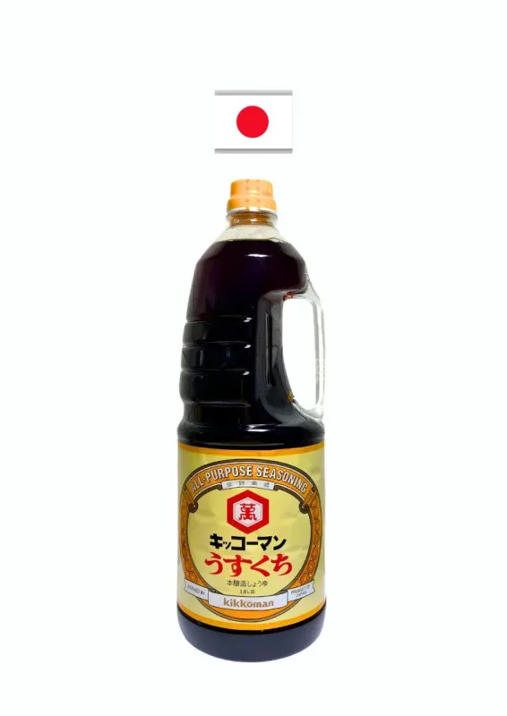 KIKKOMAN SHOYU USUKUCHI 1.8L - Molho de soja sabor leve e cor clara aos pratos. Origem: Japão