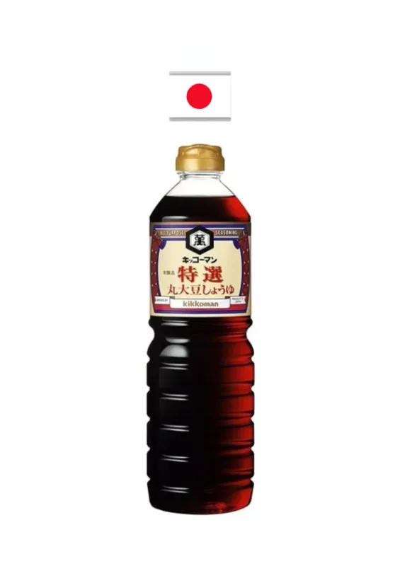 KIKKOMAN SHOYU TOKUSEN MARUDAIZU 1L - Molho de soja com grãos selecionados. Origem: Japão