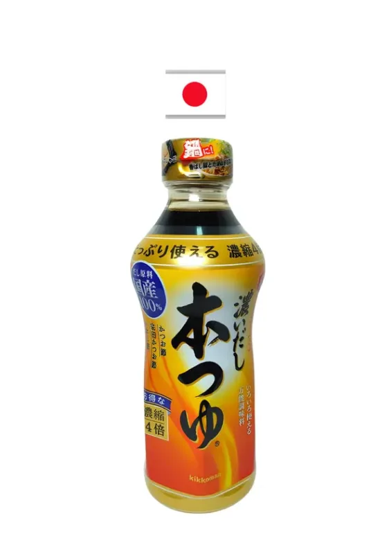 KIKKOMAN HON TSUYU 500ml - Molho base para caldos e lámens, com tempero de peixe. Origem: Japão