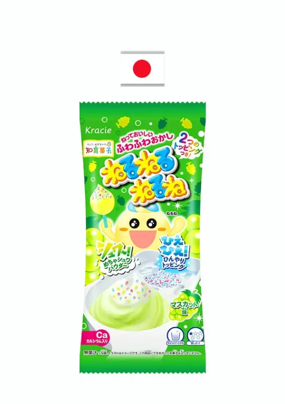KRACIE NERUNERU MUSCAT 23g - Kit de doce neru neru sabor de uva verde. Origem: Japão