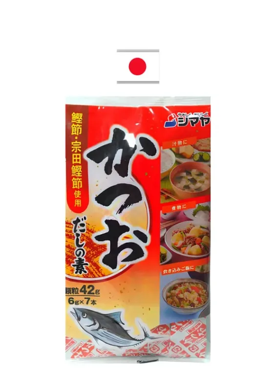 SHIMAYA KATSUO DASHI 42g - Tempero para caldos e sopas sabor peixe katsuo dashi. Origem: Japão