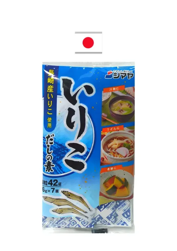 SHIMAYA IRIKO DASHI 42g - Tempero para caldos de udon e misso no sabor sardinha. Origem: Japão