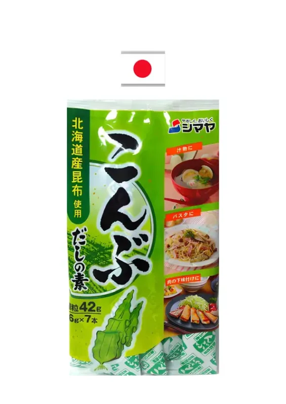 SHIMAYA KOMBU DASHI 42g - Tempero para caldos e sopas no sabor de alga marinha kombu. Origem: Japão
