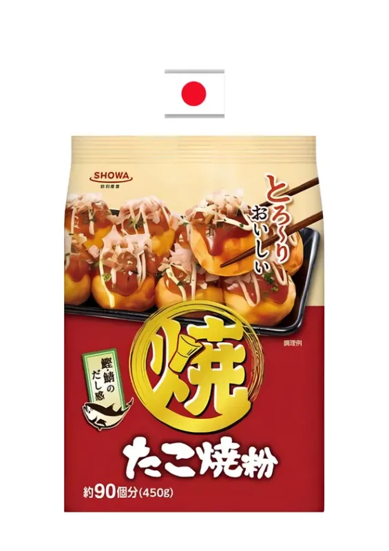 SHOWA TAKOYAKI KO 450g - Mistura pronta em pó para o preparo de takoyaki (bolinho de polvo). Origem: Japão