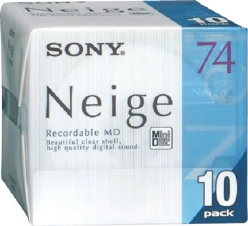Sony Neige Series MiniDisk 74 Min 10 Pack Recordable MD 10MDW74NED NEW