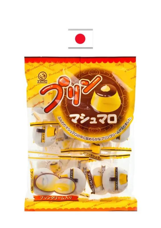 TENKEI MARSHMELLOW PUDDING 78g - Marshmallow com recheio de pudim. Origem: Japão