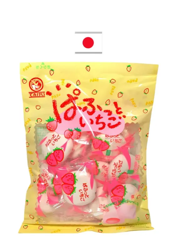 TENKEI MARSHMELLOW STRAWBERRY 78g - Marshmallow com recheio de geleia de morango. Origem: Japão