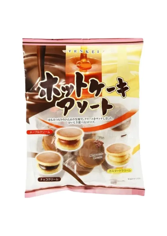 TENKEI HOT CAKE ASSORT 160g - Paquecas sabores: chocolate, xarope de maple e creme. Origem: Japão