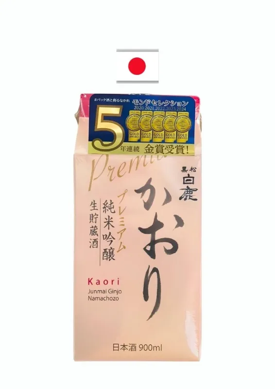 HAKUSHIKA SAKE JUNMAI GINJO NAMACHOZO PACK 900ml KAORI - Sake seco. Origem: Japão