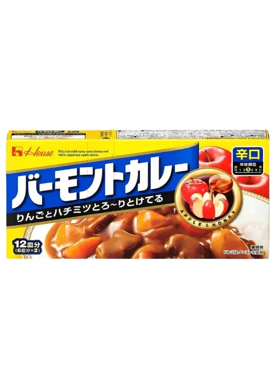 HOUSE VERMONT CURRY KARAKUCHI 230g - Curry apimentado intenso com mel e maçã. Origem: Japão