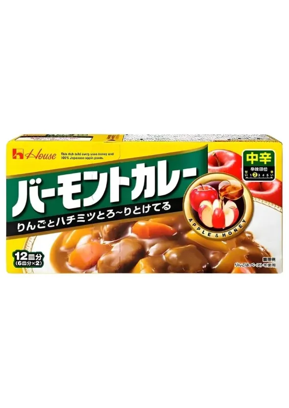 HOUSE VERMONT CURRY CHUKARA 230g - Curry moderadamente apimentado com mel e maçã. Origem: Japão