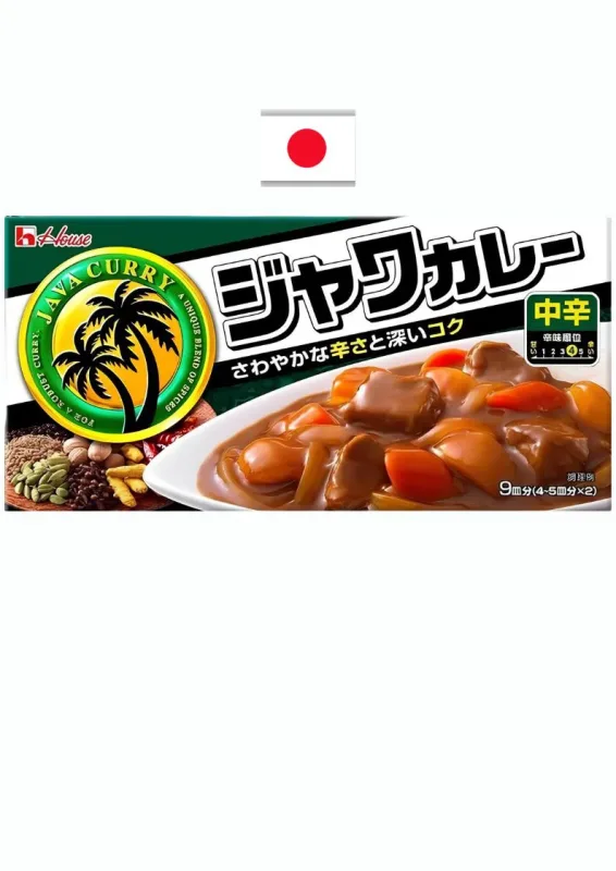 HOUSE JAVA CURRY CHUKARA 185g - Tempero de curry picância média. Origem: Japão