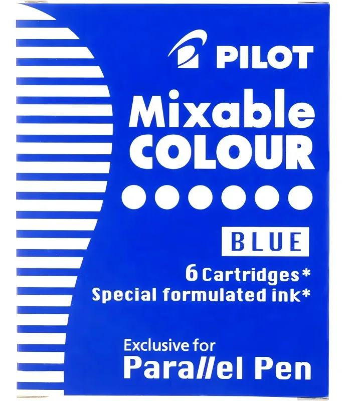 Caixa com 6 Cartuchos de Tinta Azul para Caneta Caligráfica Pilot Parallel Pen