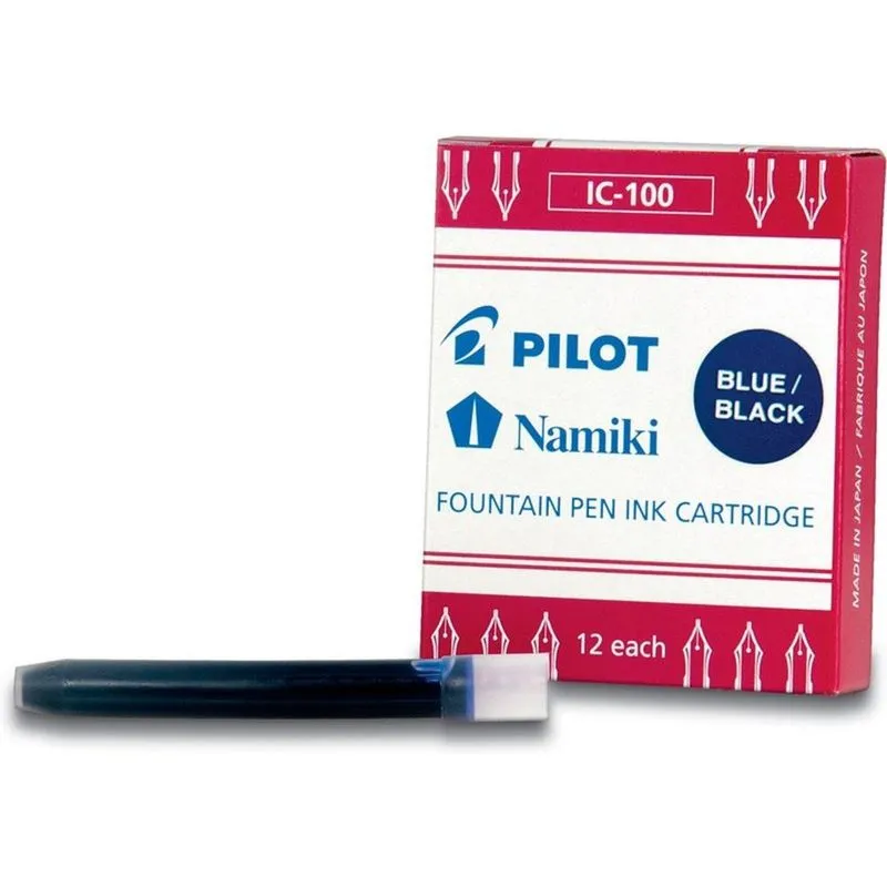 Caixa C/12 un Carga Refil Para Caneta Tinteiro Pilot Namiki Ic-100 Azul Escuro