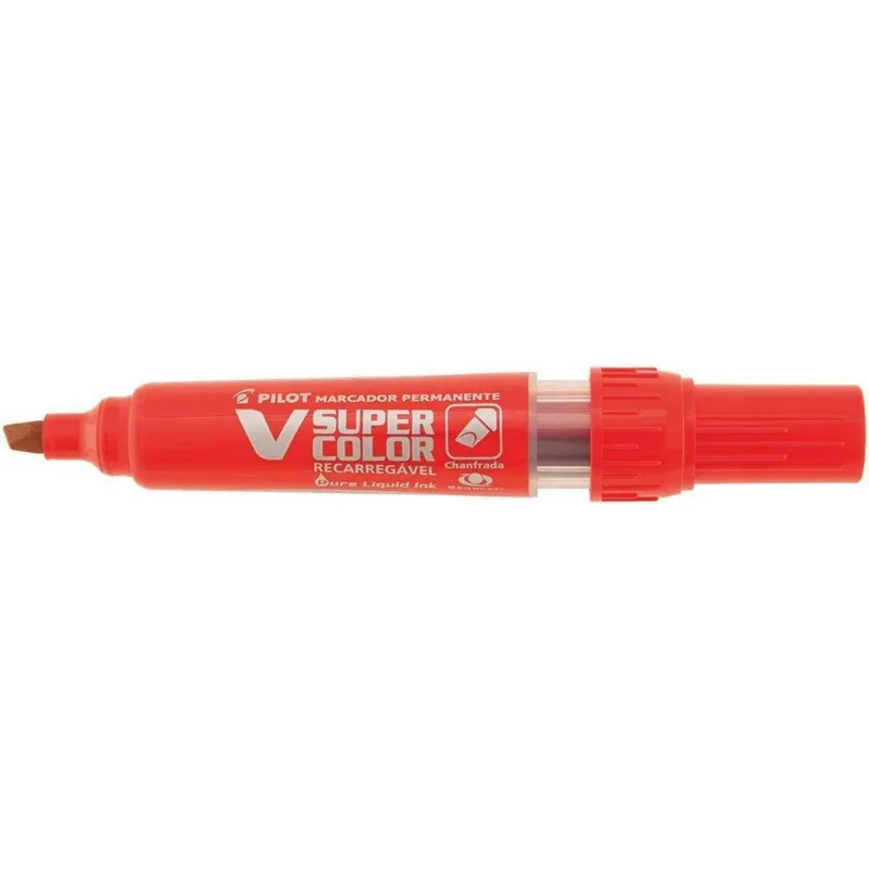 Pincel Marcador Permanente V Super Color Scas Refil Vermelho