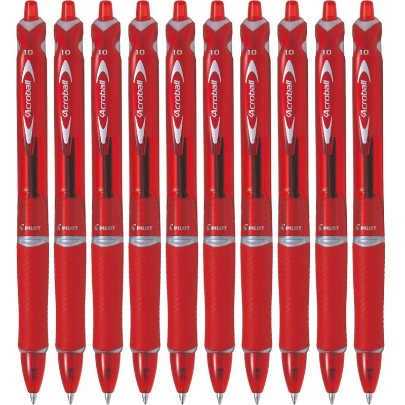 Pilot Acroball Retractable Ballpoint Pen 1.0mm Medium Red Box 10 SuperOffice