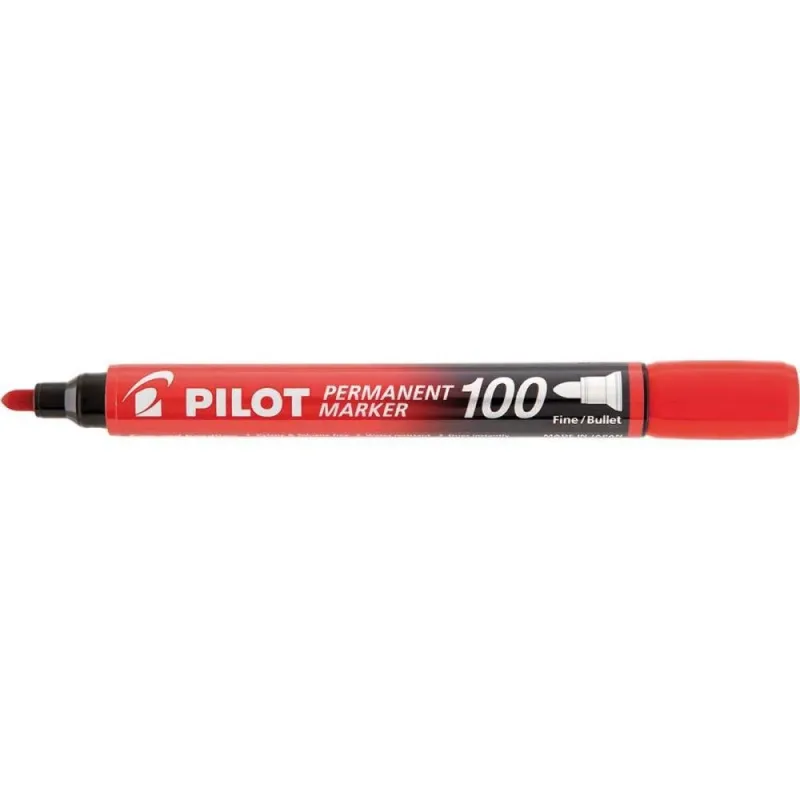 Pincel Marcador Permanente SCA 100 Ponta Redonda Vermelho