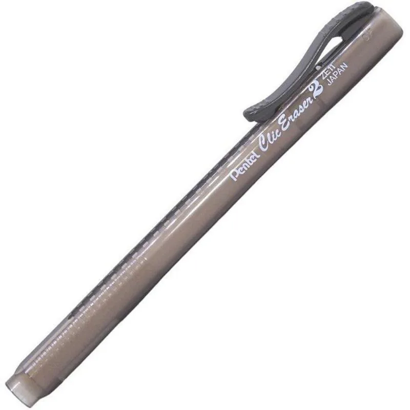 Borracha Caneta Clic Eraser Trans Preta Cx Com 12