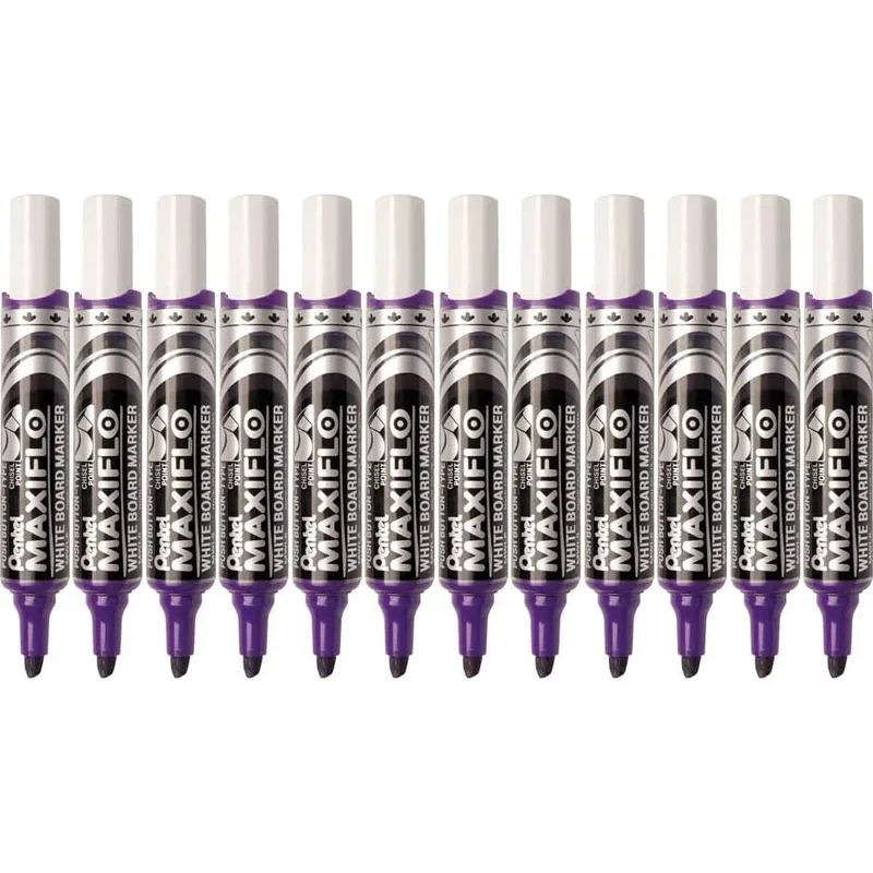Pentel Maxiflo Whiteboard Marker Chisel Point 7mm Box 12 (Violet Purple) SuperOffice