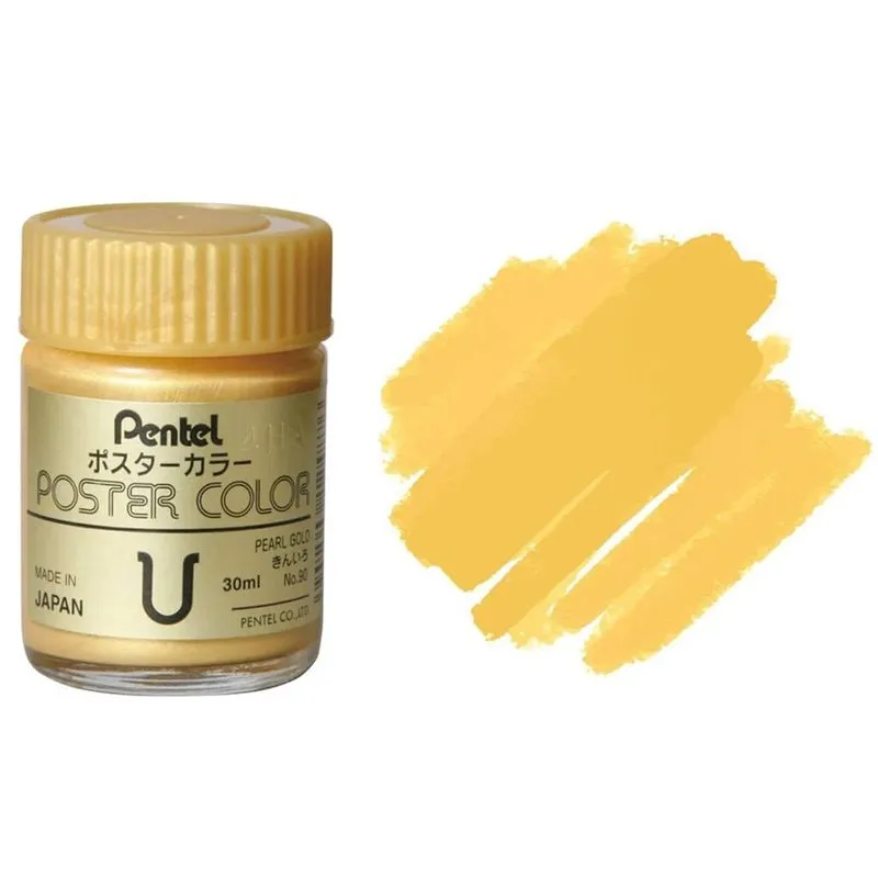 Tinta Guache Profissional Poster Color dourado 30ml - pentel