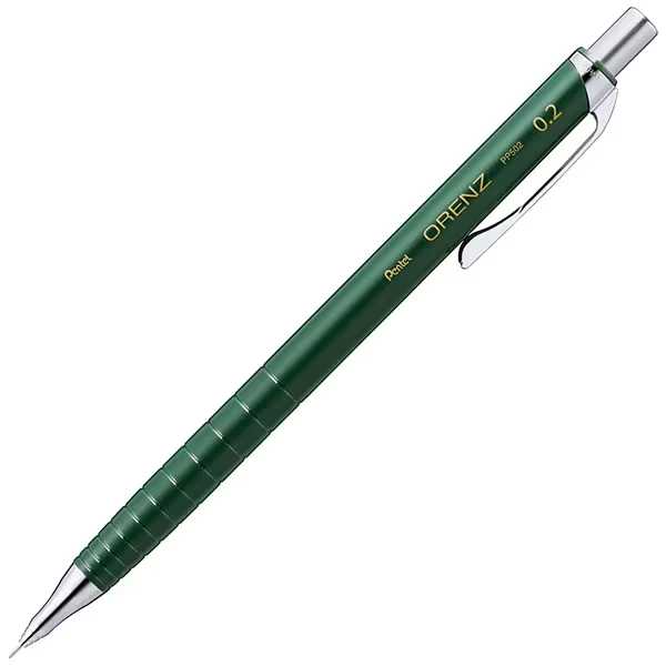 ぺんてる Pentel シャープペンシル ORENZ（オレンズ） 0.2mm ダークグリーン軸 XPP502-RD 4902506431295