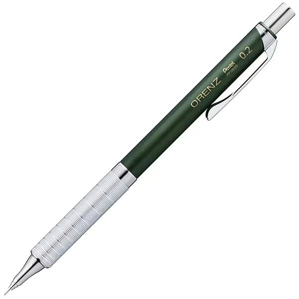 ぺんてる Pentel シャープペンシル ORENZ METAL GRIP（オレンズ メタルグリップ） 0.2mm ダークグリーン軸 XPP1002G2-RD 4902506431776