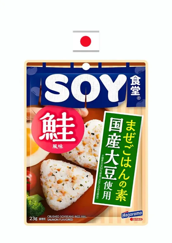 HAGOROMO SOY SHOKUDO SAKE FUMI 23g - Tempero misto de algas marinhas, salmão e proteína de soja. Origem: Japão