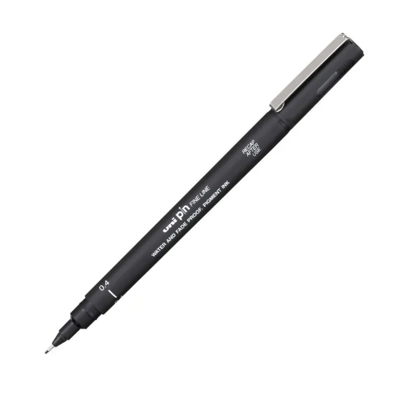 Caneta Uni Pin Fine Line Preta - Uni Ball - 0.4