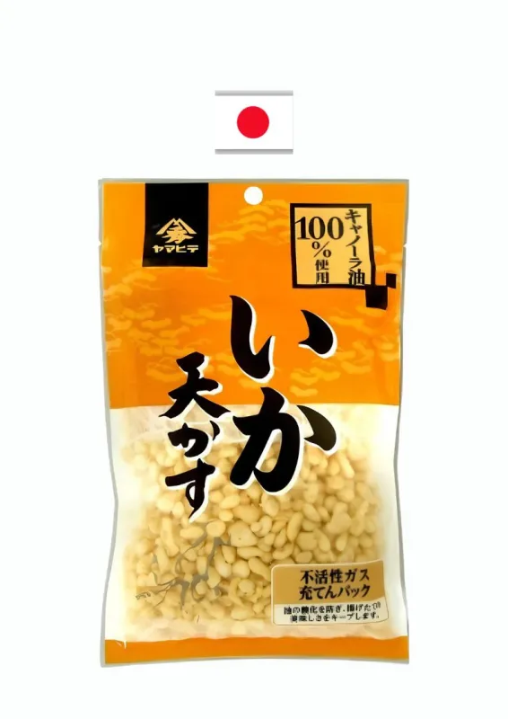 YAMAHIDE IKA TEKASU 60g - Tempurá com sabor de lula para missoshiro. Origem: Japão