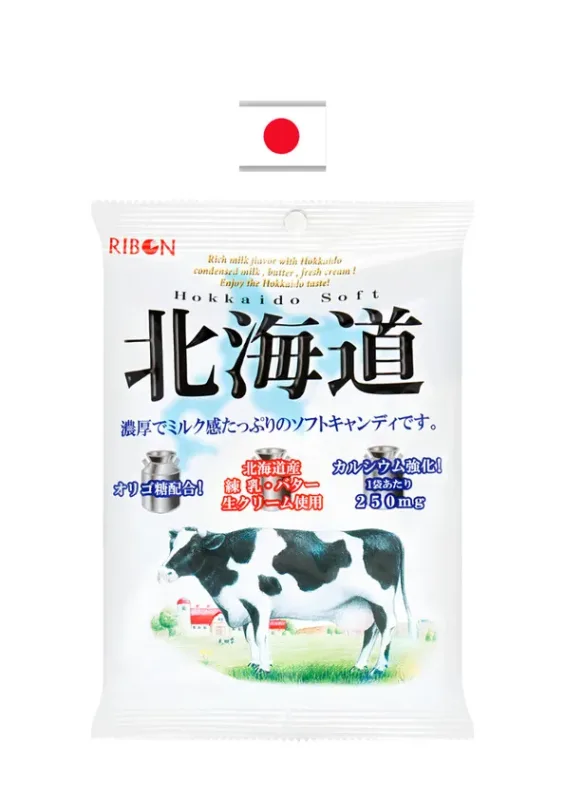 RIBON SOFT HOKKAIDO MILK CANDY 110g - Bala macia de caramelo de leite. Origem: Japão (VENCIMENTO 11/2026)