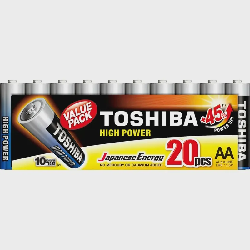 Pilhas alcalinas aa toshiba blister com 20 unidades LR6GCP MP-20CN