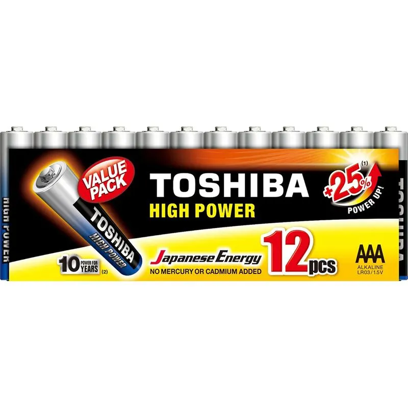 Pilhas Alcalinas Aaa Toshiba Blister Com 12 Unidades Lr03gcp Mp-12cn