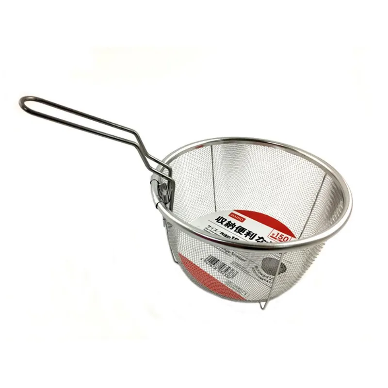 Cesto Frituras Aço Inox Redondo Cabo Dobrável 15cm Diâmetro