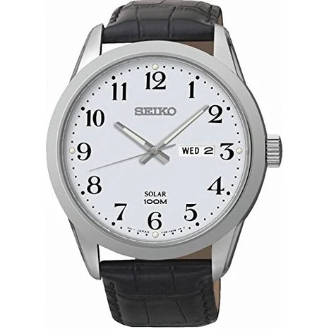 Seiko Men's Solar Leather Strap Watch SNE371P1