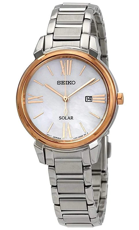 Seiko Womens Solar Watch with Stainless Steel Strap SUT326P1