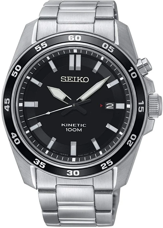 Seiko Mens Automatic Watch with Black Dial and Stainless Steel Strap SKA785P1