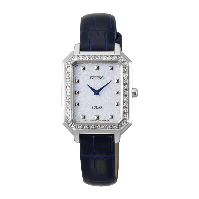 Seiko Ladies Solar Watch with Blue Leather Strap SUP429P1