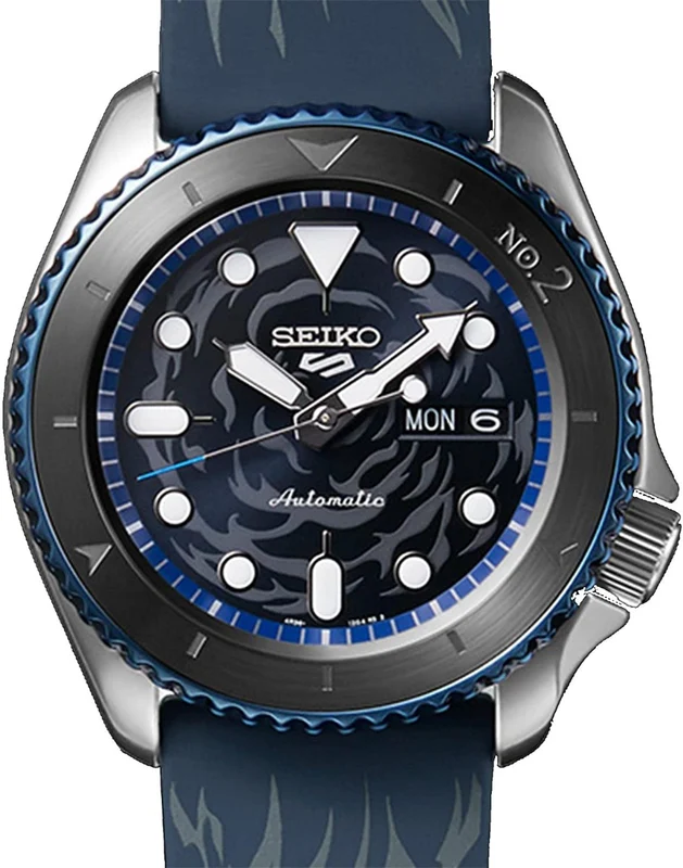 Seiko 5 Sports One Piece ‘Sabo’ Automatic Watch with Blue Dial and Blue Silicone Strap SRPH71K1