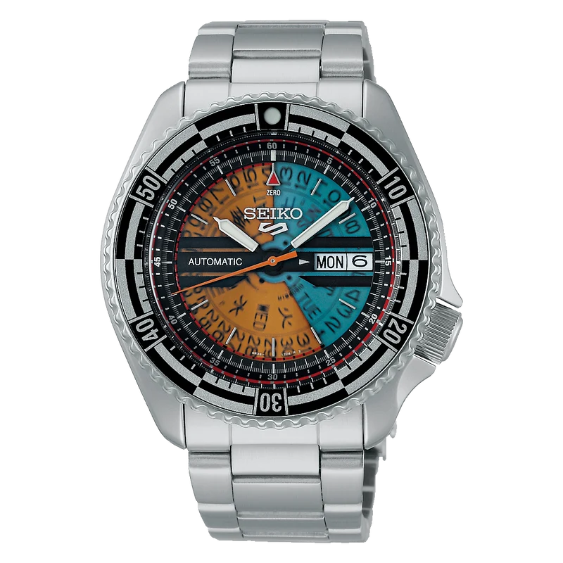 Seiko 5 Sports Kosuke Kawamura Limited Edition Mens Watch with Orange/Blue Dial and Stainless Steel Bracelet SRPJ41K1