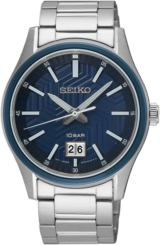 Seiko Mens Watch with Blue Dial and Silver Bracelet SUR559P1
