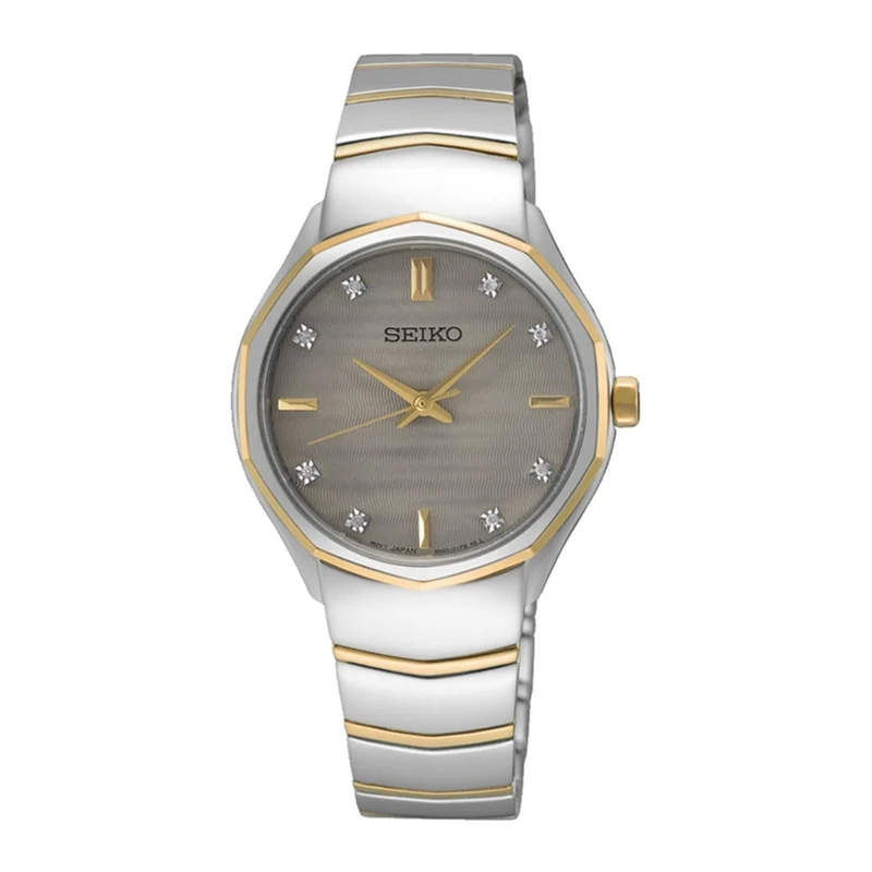 Seiko Caprice Diamond Ladies Watch with Grey Dial and Two Tone Bracelet SUR616P1