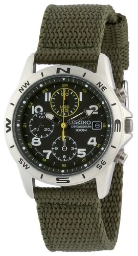 Seiko CHRONOGRAPH SND377R Oversea Model Cloth Band Green NEW from Japan