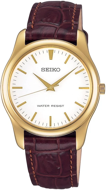 Seiko Spirit SCXP032 Men's Watch Brown Leather Band Stainless Steel White Dial